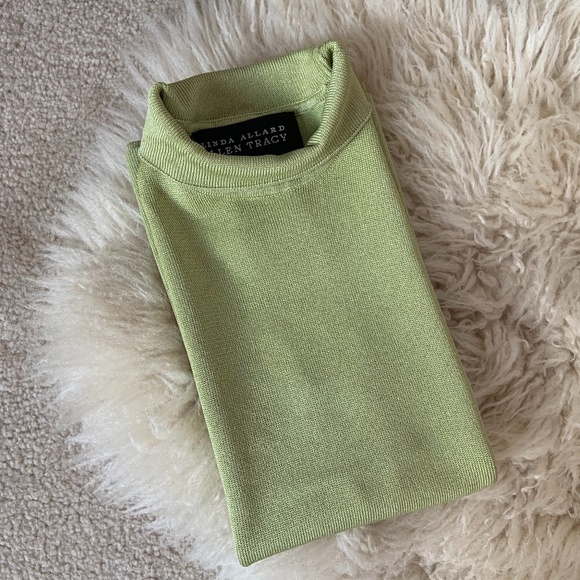 Pastel Green Mock Neck Tank by Linda Allard Ellen Tracy -86% SILK - Picture 3 of 3